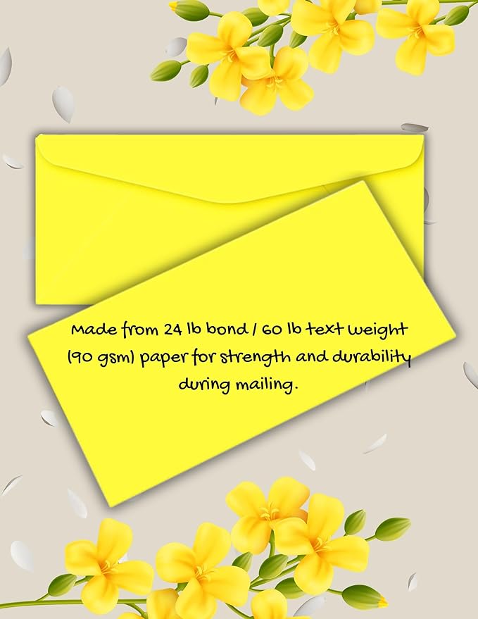 Envelopes No. 10 (4 1/8” x 9 1/2") Gummed Sealing, Standard Mailing Envelopes 100 Pcs. Per Pack.