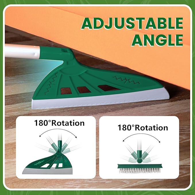Magic Air Broom, Squeegee Broom for Floor Cleaning, Multifunctional Floor Squeegee with Aluminum Adjustable Handle, 60’’ Magic Silicone Broom for Glass, Fine Dust, Pet Hair, Liquids (Green)