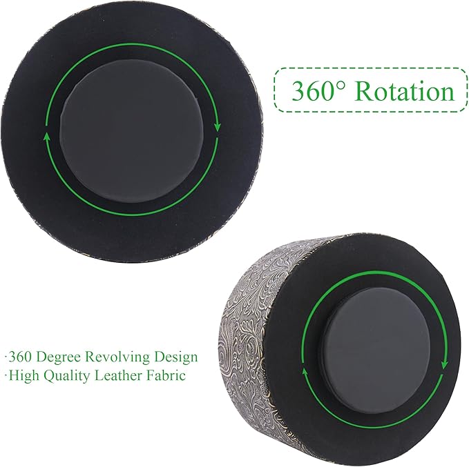 lizimandu Remote Control Holder, 360°Spinning PU Leather Desk TV Remote Caddy,Desk Storage Box Room Accessories for Controller, Media,Mail,Calculator, Mobile Phone,Pencil(1B-Carved Cooper Gold)