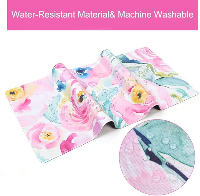 HAOCOO Floral Extended Desk Pad, Large Mouse Mat With Edge Stitching, 2 MM Thick Waterproof Computer Keyboard Mat, Non-Slip Rubber Base for Office