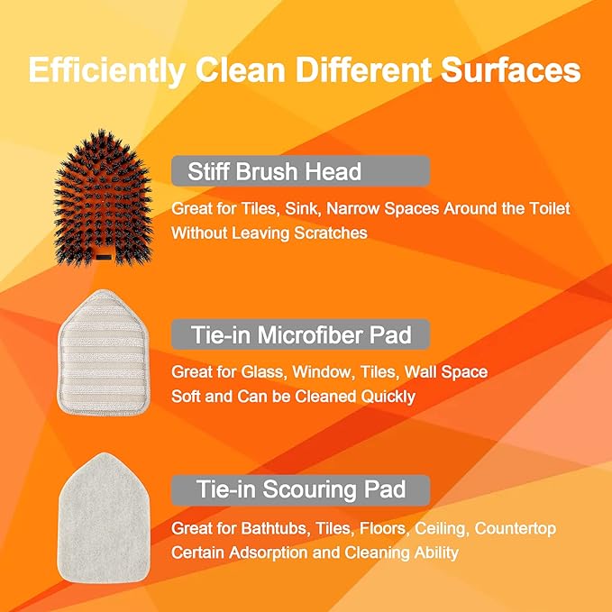 Tile Tub Scrubber Brush with 3 Different Function Cleaning Heads and 56" Extendable Long Handle-No Scratch Shower Scrubber for Cleaning Bathroom Kitchen Toilet Wall,Bathtub,Sink,Grey