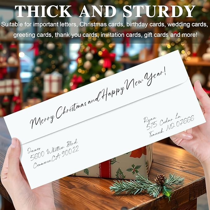 50 Pack White #10 Business Envelopes, Standard Envelopes Self Seal, 4 1/8 x 9 1/2 Inch Letter Size Business Mailing Envelopes for Checks Invoices Statements Baby Shower Wedding Birthday