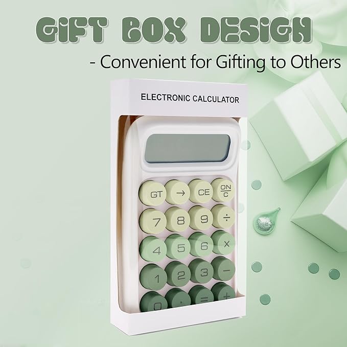 Mechanical Switch Calculator, 10 Digits, Large LCD Display, Purple, Big Buttons, Aesthetic