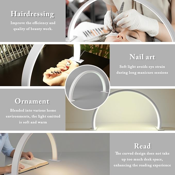 LED Desk Lamp, Desk Lamps for Home Office, Touch Control Desk Light with 3 Lighting Modes & 10 Brightness Level, Office Light Reading Lamp for Nail, Tattoo, Task, Crafting - White