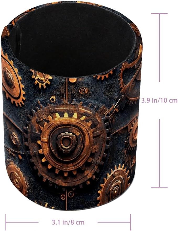 Pen Holder for Desk, Steampunk Gears background (2) Pencil Holder Pen Cup Marker Holder Makeup Brush Holders, Desk Accessories & Workspace Organizers for Home, School & Office