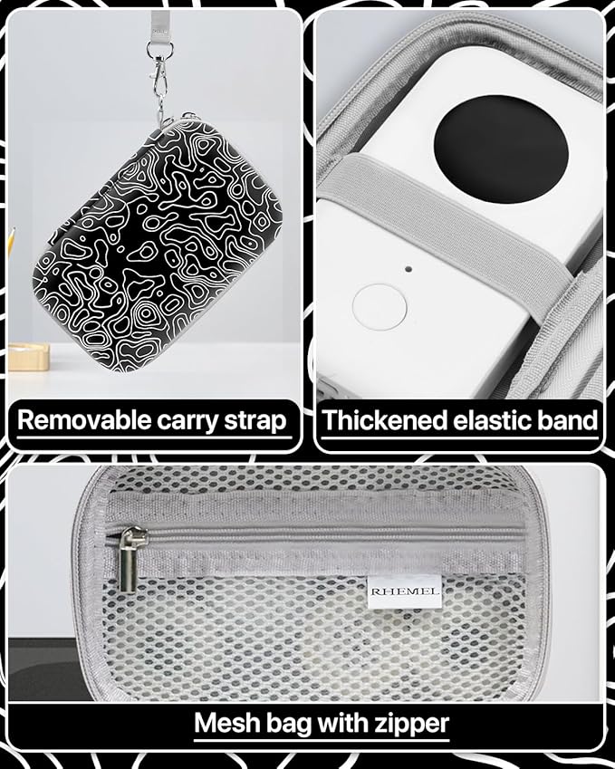 Label Maker Case for Label Maker Machine, EVA Travel Case with Designed Pattern, Compatible with D30, P21, E10, D110 Label Maker (Box Only), Black Wave