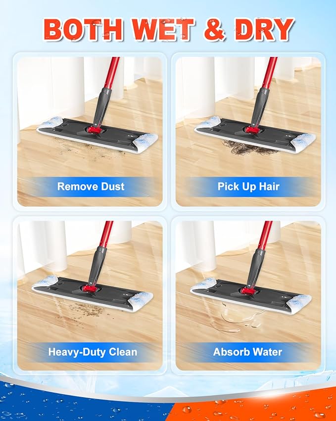 10 Pack Flat Mop Replacement Pads Compatible with OCedar H2prO Flat Mop System Washable Reusable Mop Refills Compatible with OCedar Flat Mop