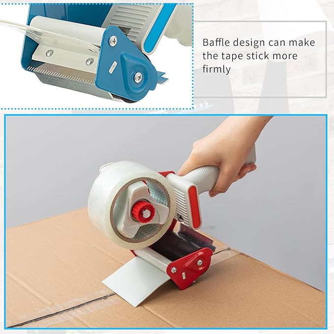 WILLBOND 4 Pack 3 Inch Wide Tape Gun Lightweight Packing Heavy Duty Tape Dispenser Gun for Moving Shipping Box Carton Seal Packing Shipping Dispenser, Red and Blue