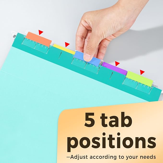 SUNEE Hanging File Folders Teal, 25 Pack Letter Size File Folders with 1/5-cut Tabs, Stay Organized for Your Home and Office Bulk File and Documents