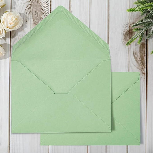 Whaline 50Pcs A7 Invitation Envelopes Set Pastel Green Greeting Card Envelopes V-Flap Envelope Gift Card Sleeves for Mailing Sending Card, 7.3x5.3 Inch