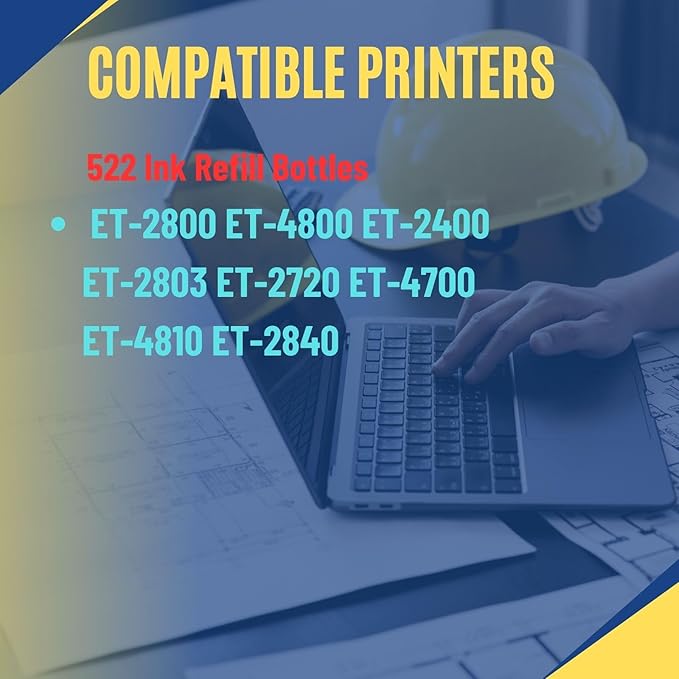 522 Ink Refill Compatible for 522 Ink Refill Bottles Use for ET-2800 ET-4800 ET-2400 ET-2803 ET-2720 ET-4700 ET-4810 ET-2840 Printer 5 Bottles