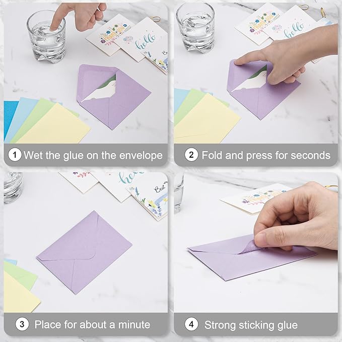 100 Pack 4 x 2.75" Colorful Mini Envelopes 120GSM Gift Card 10 Color Envelopes Bulk Small Paper Gift Card Sleeves Greeting Card Business Card Tiny Envelope Pockets for Card & Invitation
