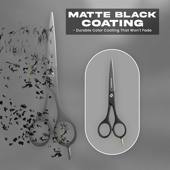 Professional Hair Scissors 6.5” - High Carbon Stainless Steel Barber Salon & Home Use Hair Cutting Scissors – Super Sharp Hair Shears Blades - Ergonomic for Men, Women & All Ages (Black, 6.5 inches)