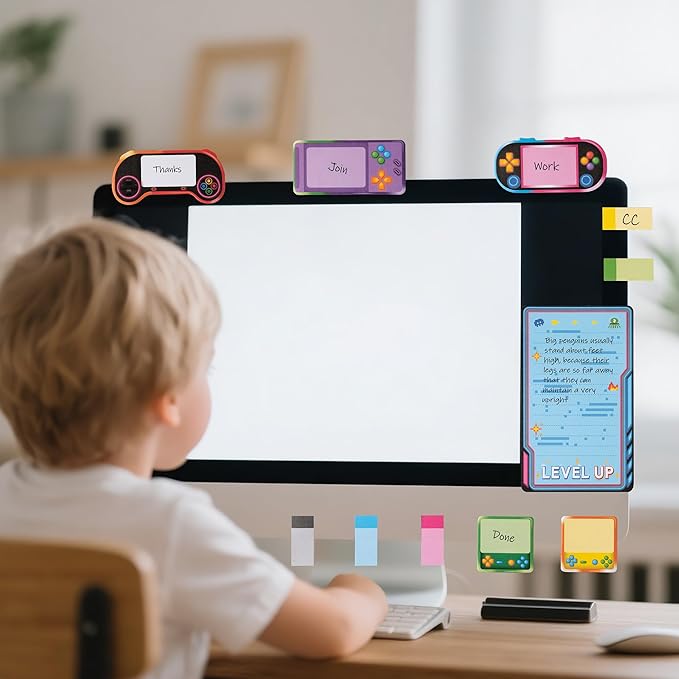 B1ykin Sticky Notes Set, Cartoon Video Game Theme Self-Stick Notes Pad Teacher Appreciation Gifts， Self-Adhesive Writing Memo Pages Sticky to Do Notepad for Employee School Office (Light Video Game)