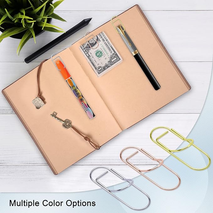 Wisdompro Pen Clip, 12 Pack Stainless Steel Pencil Clip Holder for Notebook, Books, Journal, Clipboard, Paper, etc. - Fits Almost Any Pen Size (Gold)