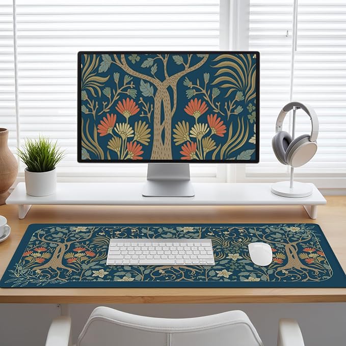 Large Mouse Pad, Desk Mat for Desktop, Woman Desk Pad Mat, XXL Big Mouse Pad for Desks, Anti-Slip Mousepad with Stitched Edges, Keyboard Pad MouseMat Cover for Computer PC 35.4×15.7 Inchs, Magic Tree
