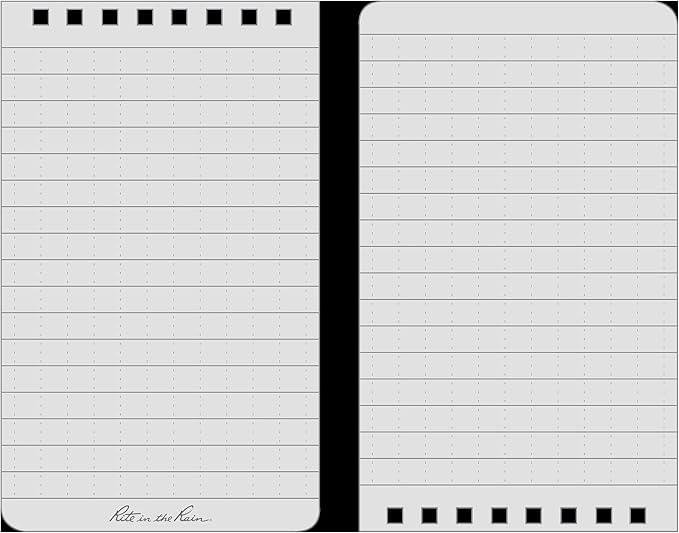 Rite in the Rain All-Weather Top-Spiral Notebook, 3" x 5", Gray Cover, Universal Pattern, 3 Pack (No. 835-3), Grey