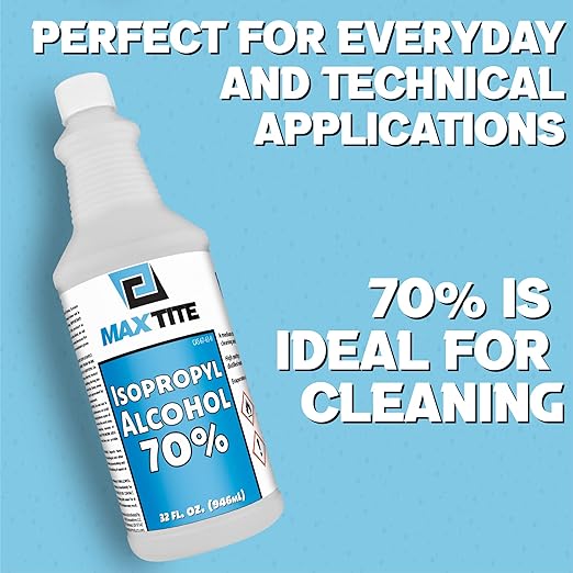 MaxTite 70% Isopropyl Alcohol (Half-Gallon (2 Pack, 32 fl oz) - Includes Heavy-Duty Spray Nozzle - Made in USA