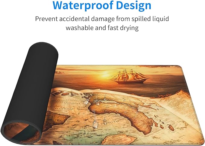Antique World Map Extended Big Mouse Pad Large,XL Gaming Mouse Pad Desk Pad,31.5x11.8inch Long Computer Keyboard Mouse Mat Mousepad with 3mm Non-Slip Base for Home Office Work
