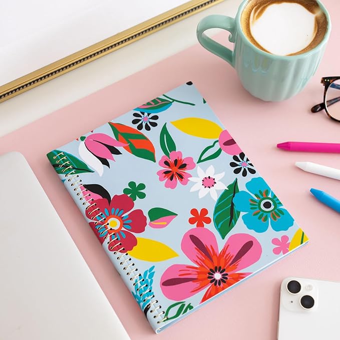 kate spade new york Small Concealed Spiral Notebook, 8.25" x 6.75" Journal Notebook with 112 Lined Pages, Safari Floral