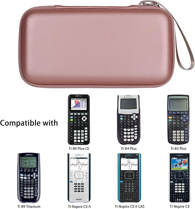 co2CREA Carrying Case for Texas Instruments TI-84 Plus CE Python Enhanced/TI-84/TI-Nspire CX II CAS/TI-Nspire CX II/TI-83 Plus/TI-89 Titanium/TI-85/TI-86 Color Graphing Calculator, Rose Gold Case