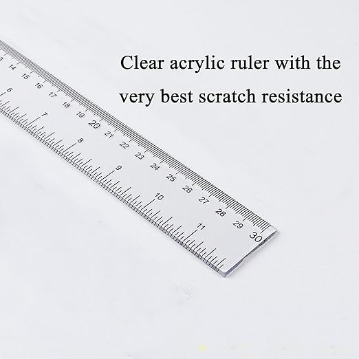 2 Pack Plastic Ruler Straight Ruler Clear See Through Measuring Acrylic Tool for Student School Office with Centimeters and Inches(6 Inch+12 Inch)