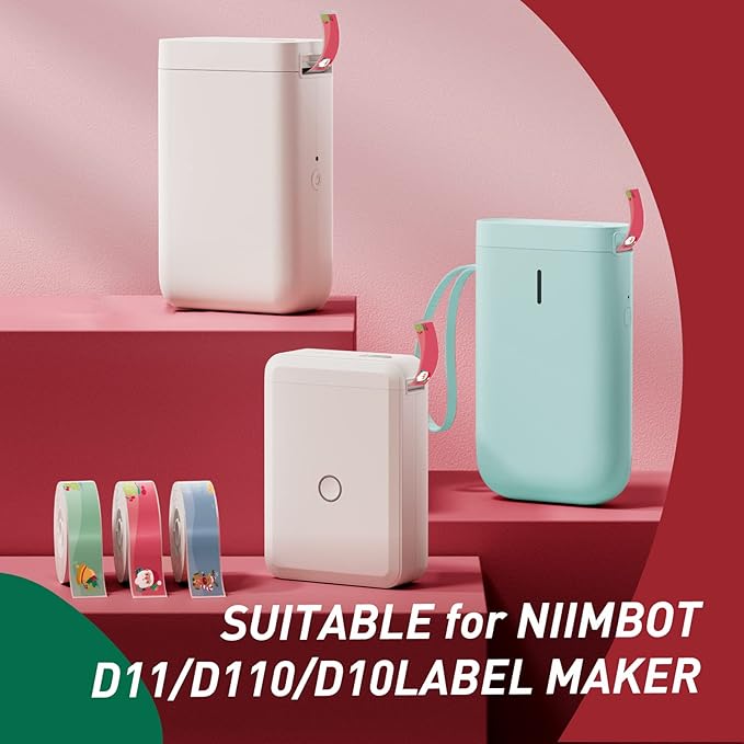 NIIMBOT Thermal Label Stickers (0.55''x1.96'') 130 Sheets/Roll with Christmas Elements, Personalized Refill Tape for D11/D110/D101 Label Makers, Waterproof