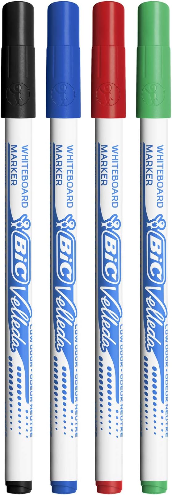 BIC Velleda 1721 Whiteboard Markers - Assorted Colours, Pack of 4, Dry Erase Pens for School or Office