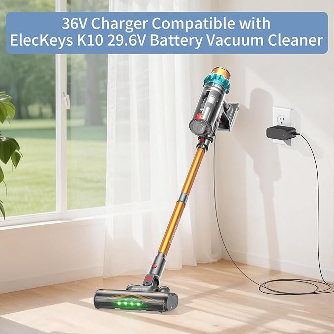 36V Charger for Cordless Vacuum Cleaner Replacement for ElecKeys K10 and UOTKD P11 29.6V Lithium Ion Battery Cordless Stick Vacuum Cleaner Charger Adapter
