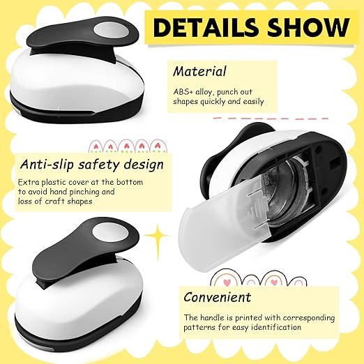 Chengu 6 Pcs Circle Punch Set 3in/2in/1.5in/1in/0.6in/0.3in Scrapbook Hole Punchers Crafting with 10 Sticker Paper Round Cutter Scrapbook for Office Supplies DIY Albums Photos