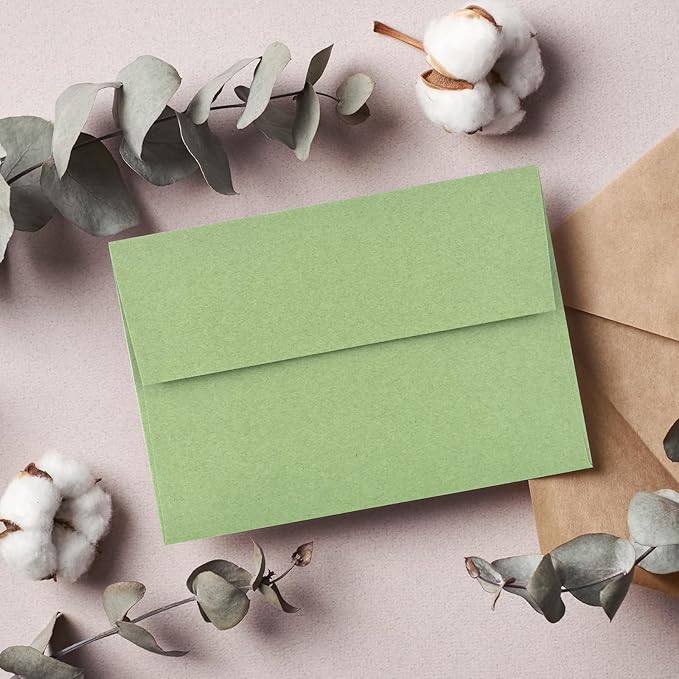 50 Pack 4x6 Envelopes for Invitations,4.75x6.5 inches,A4 Envelope Sage Green Self Seal,Printable Envelopes for Wedding,Invitation,Baby Shower,4x6 Cards