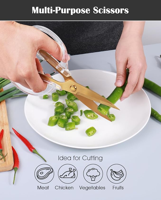 Kitchen Shears Scissors&Sharp Scissors, ARCHIKING 8.0inch Cooking Scissor-Meat and Poultry Shears, Dishwasher Safe, Acrylic Handel Scissors All Purpose Stainless Steel Utility Scissor