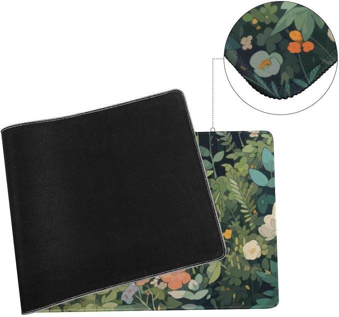 Cat Hiding in Flowers Large Mouse Pad, Anime Style Gaming Desk Mat, XL Keyboard Desk Pad Mat for Desktop, 31.5"x11.8" Non-Slip Base Big Mousepad with Stitched Edges