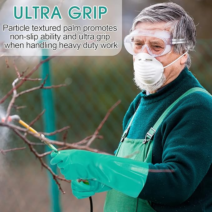 20 Pairs Chemical Resistant Gloves Heavy Duty Thick Nitrile Gloves Bulk for Cleaning, Resist Household Acid, Alkali and Oil (Large)
