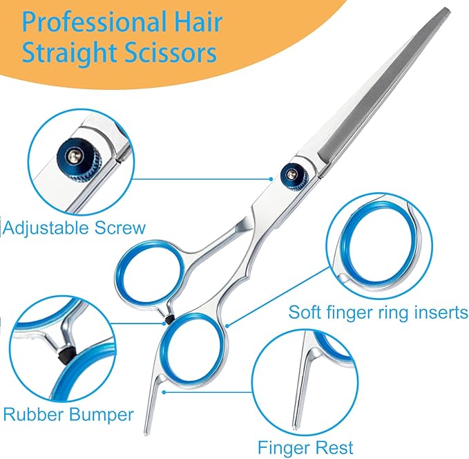 15 pcs Hair Cutting Scissors Professional, Thinning Shears for Hair Cutting, Stainless Steel Barber Scissors, Lengnoyp Haircut Scissors Hair Cutting Kit for Women, Men