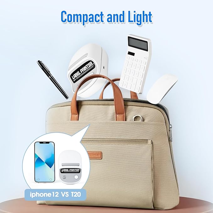 PRT T20 Label Maker Machine with Tape, RFID Auto Identification, Bluetooth Portable Label Printer for Office, Small Business, Home Organization, 2 Inch Thermal Printer Compatible with iPhone, White