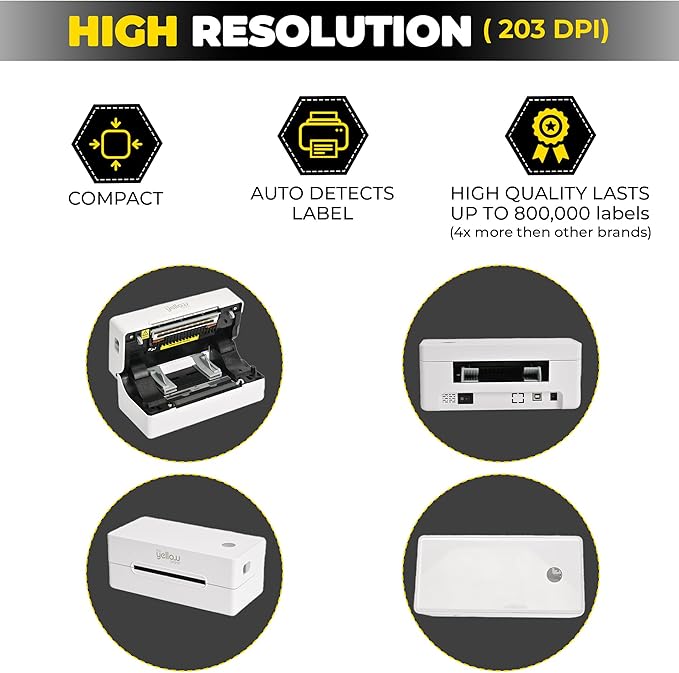 Label Printer, Bluetooth Thermal Printer, 4x6 Shipping Label Printer, Thermal Label Printer Desktop or Phone, Compatible with iPhone, Android, Windows, Mac, Chromebook, Amazon, Ebay, UPS.USPS (White)