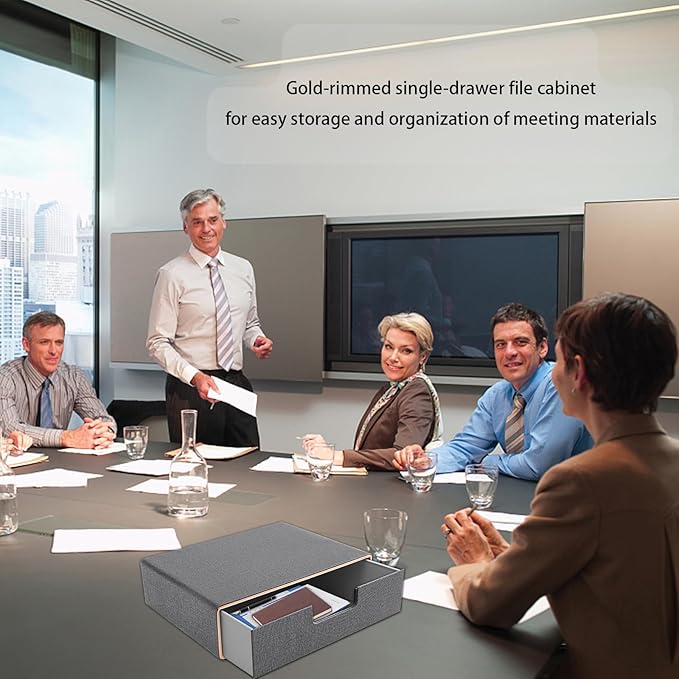 Desk Organizer with Drawer,Stackable Storage 1 Drawer Organizer,PU Leather Handmade Desktop Storage Drawers for A4 Paper/Magazine/Book/Filing/Jewelry/Makeup Home Decor Accessories,Grey