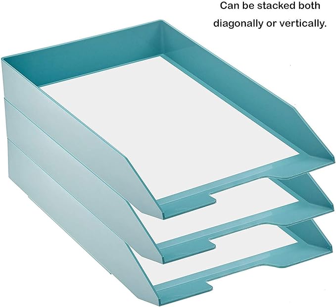 Acrimet Stackable Letter Tray Front Load, Letter Size, Plastic, Solid Green Color, 1 Unit