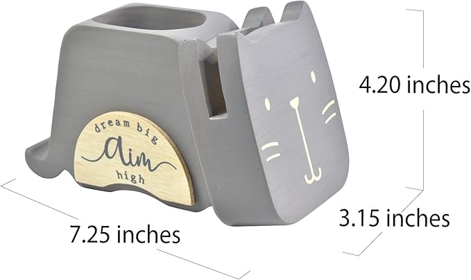 I'm Wood Multipurpose Eyeglass Phone Pen & Pencil Holder Stand Stationery Desk Organizer Accessories, For Home Office Desktop Decor Birthday Graduation Gifts “Dream Big Aim High” (Cat)