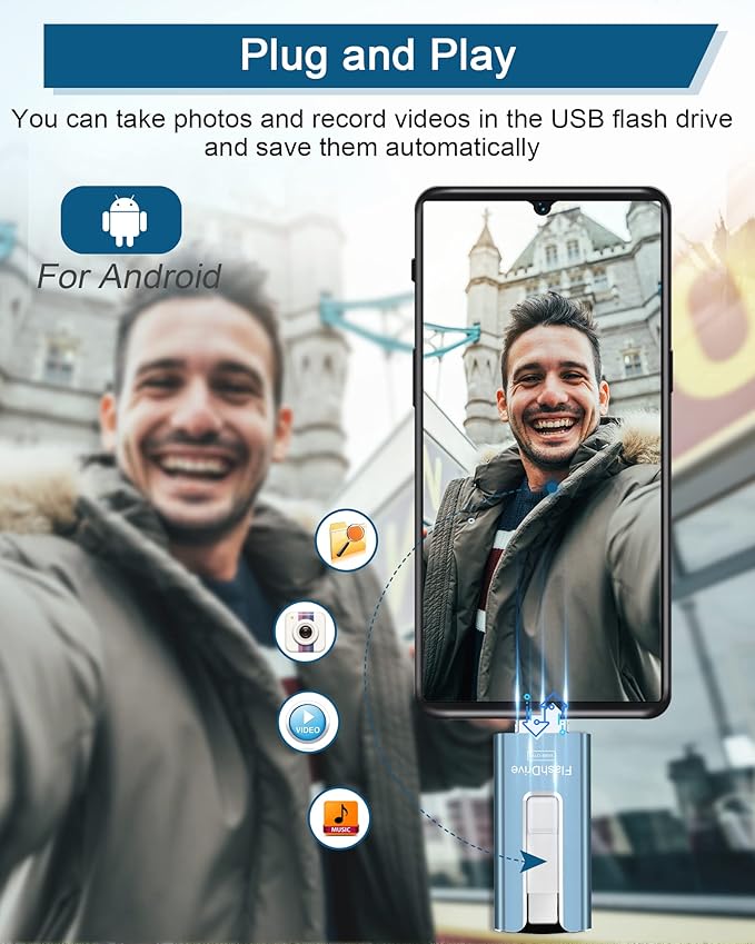 Sunany Flash Drive 512GB Thumb Drive USB Memory Stick High Speed External Storage USB Stick Photo Stick for Phone, Pad, Android, PC and More Devices (Blue)