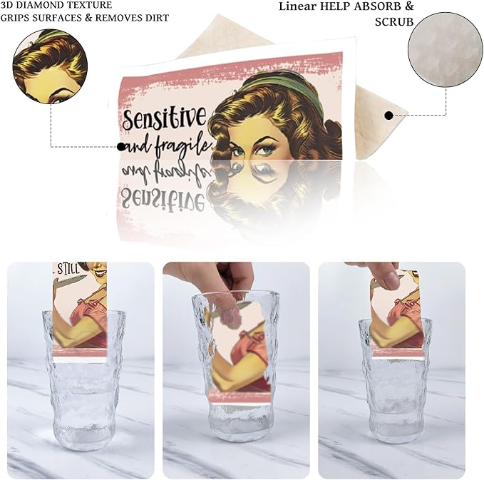 Retro Housewife Dish Cloths for Kitchen, 6 Pack Funny Sarcastic Reusable Swedish Dish Cloths, Absorbent Fast Drying Sponge Cleaning Cloth Towels Wipes for Cooking Home Decoration Housewarming Gift