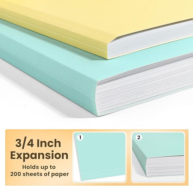 SUNEE 6 Pack Hanging File Folders,Hanging File Folders Letter Size with 1/5-cut Tabs, Assorted Macaron Colors Folders,Stay Organized for Your Home and Office Bulk File and Documents
