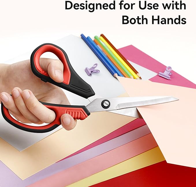 QMVESS 8.5" Scissors All Purpose 3 Pack, Ultra Sharp 2.5mm Thick Blade Scissors for Office, Professional Ergonomic Comfort Grip for Office School Home Fabric Sewing DIY Craft Cutting General Use