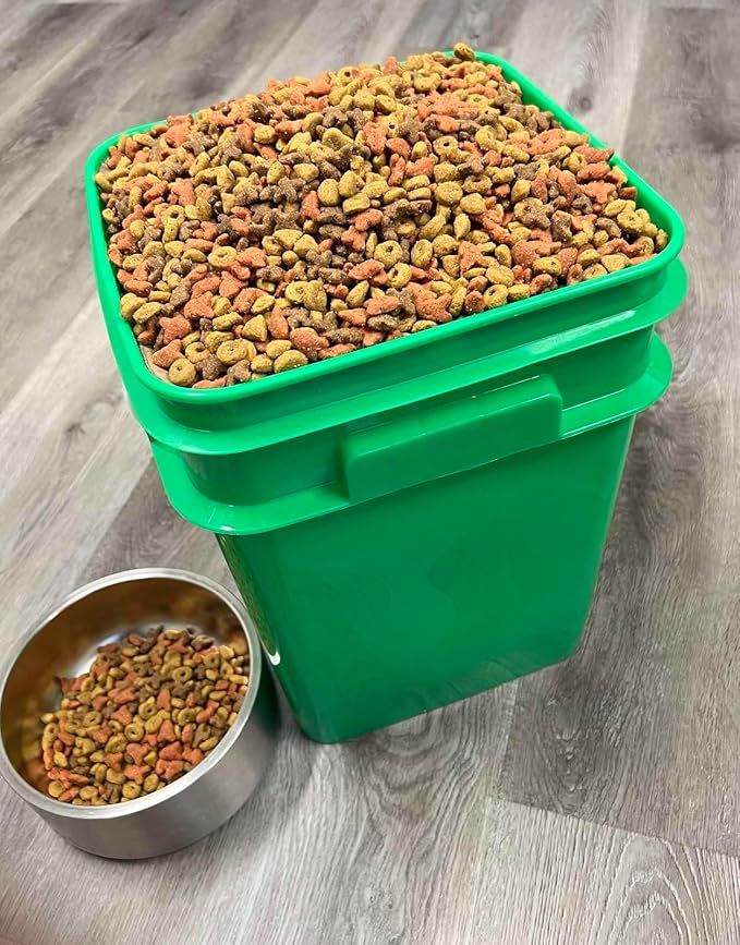 House Naturals 4 Gallon Square Food Grade Bucket Pail with Lid (Pack of 4) Made in USA containers (Green)