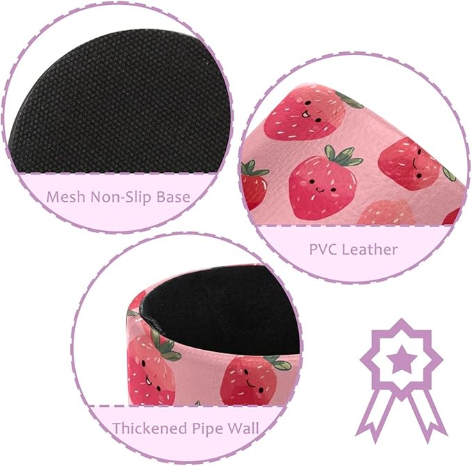 Leather Pen Holder for Desk Strawberry Cute Print Pencil Cup Desktop Organizer Makeup Brush Holders Office Supplies for Home, Kids & School