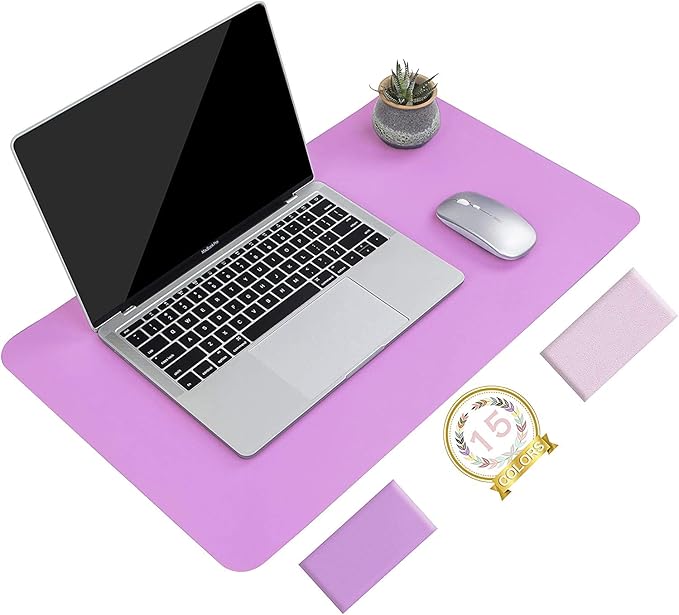 YSAGi Non-Slip Leather Desk Pad, Waterproof Laptop Computer Desk Keyboard Mat, Table Protector Blotter Mat, Large Mouse Pad for Office/Work/Home/Decor(Purple, 23.6" x 13.7")