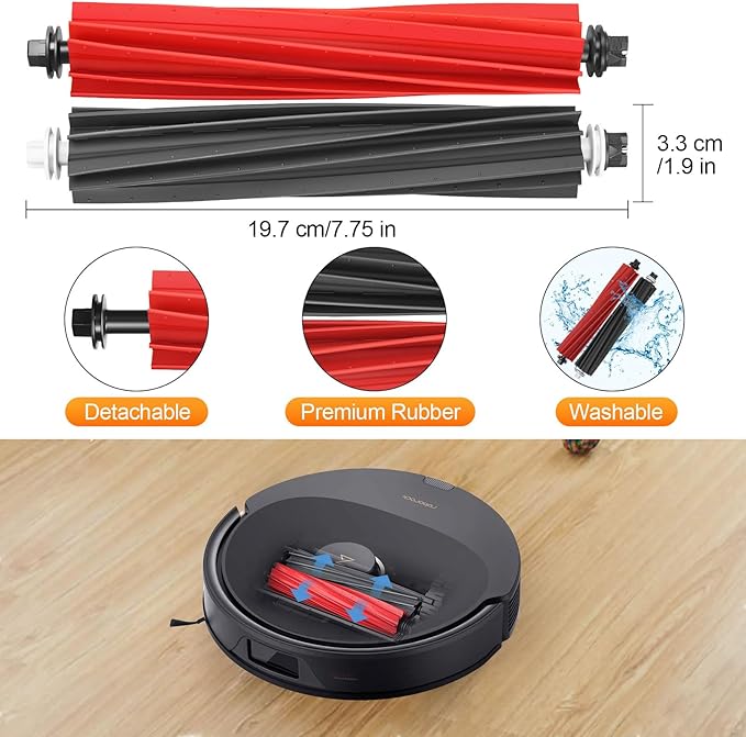 RUKHOOL Qrevo Slim Replacement Accessories for Roborock Qrevo Master/Qrevo Slim Replacement Parts Q revo Master Accessory Kit, 2 Main Brushes, 6 Dust Bags, 4 Filters, 4 Mop Pads 4 Side Brushes