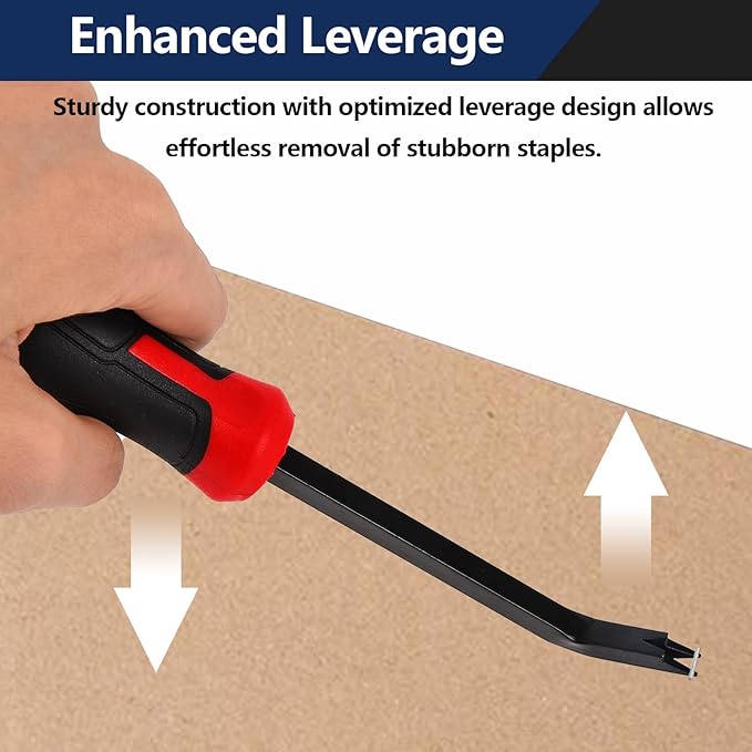 Heavy Duty Staple Remover Tool Upholstery Stapler Puller Lifter Staple Extractor Tack Puller for Removing Staples for Carpets Wood Flooring Furniture (Black-Red)