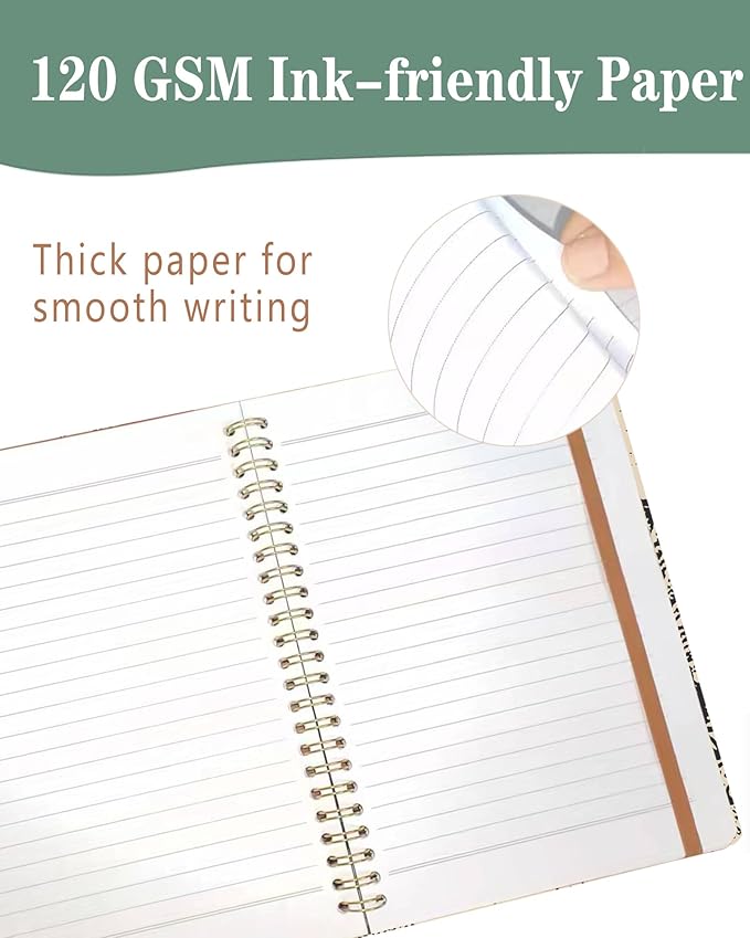 Spiral Journal Notebook, A5 Cute Notebooks for Women Men, College Ruled Hardcover Notebook for Work & Note Taking, 60 Pages Double-Wire Journals for Writing, Retro Mountain